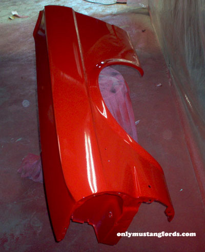 mustang fender painted in single stage urethane