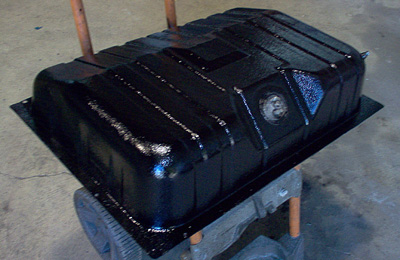 restored ford mustang gas tank
