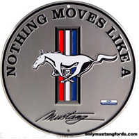 silver metal mustang sign