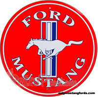 red mustang logo tin sign