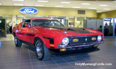 red 1971 Ford Mustang mach