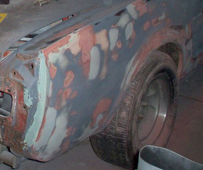 1965 mustang quarter panel sanded