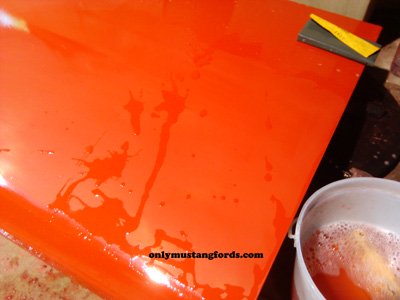 color sanding paint on a Ford Mustang